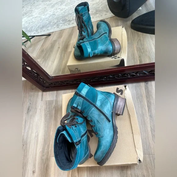 Dromedaries Boots, zipper and laces. Kiara, Teal size 9.5 - Picture 3 of 13